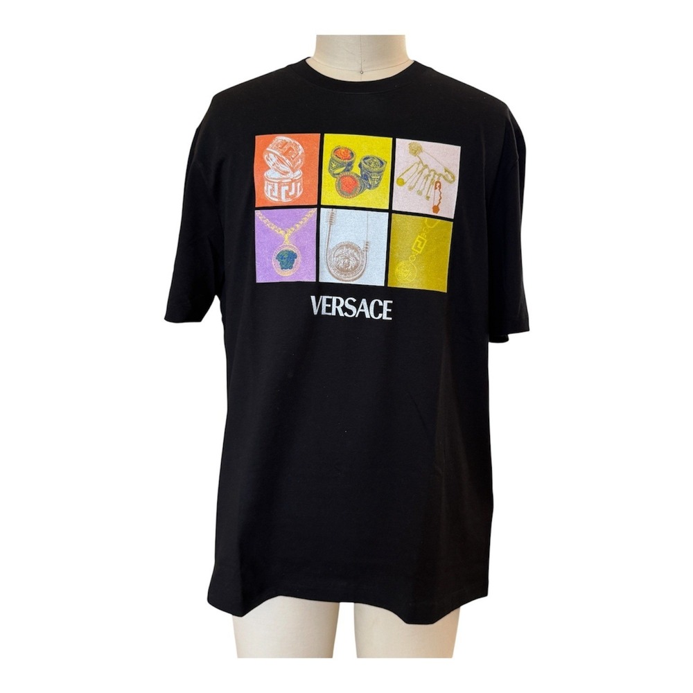 Versace XL Black T-Shirt Medusa Pop Jewels Logo, Mens XL 1013302